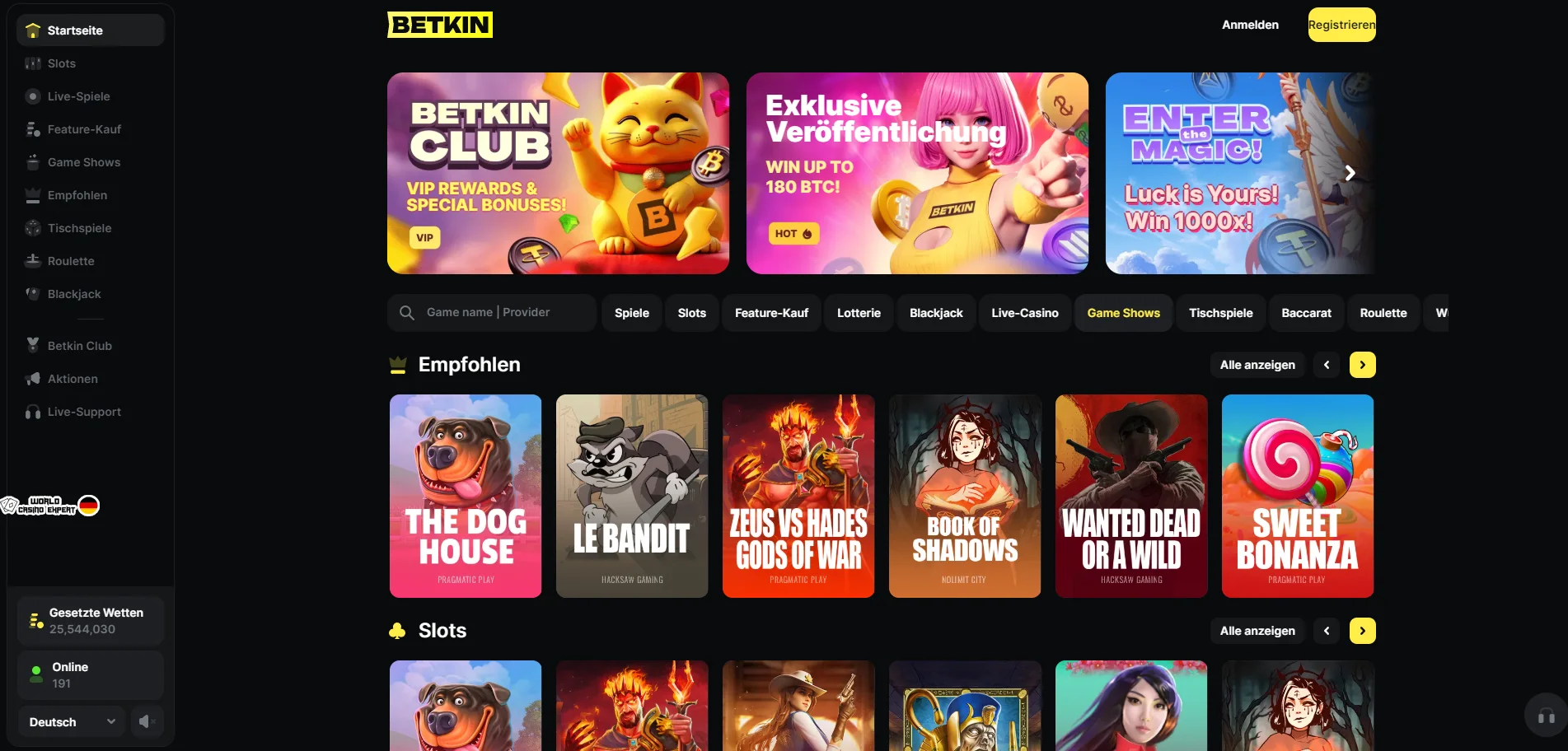Bewertung des Online-Casino Betkin