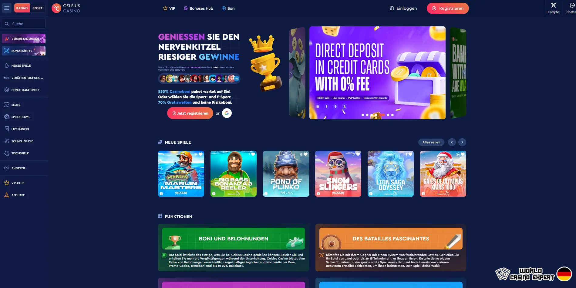Bewertung des Online-Casino Celsius Casino