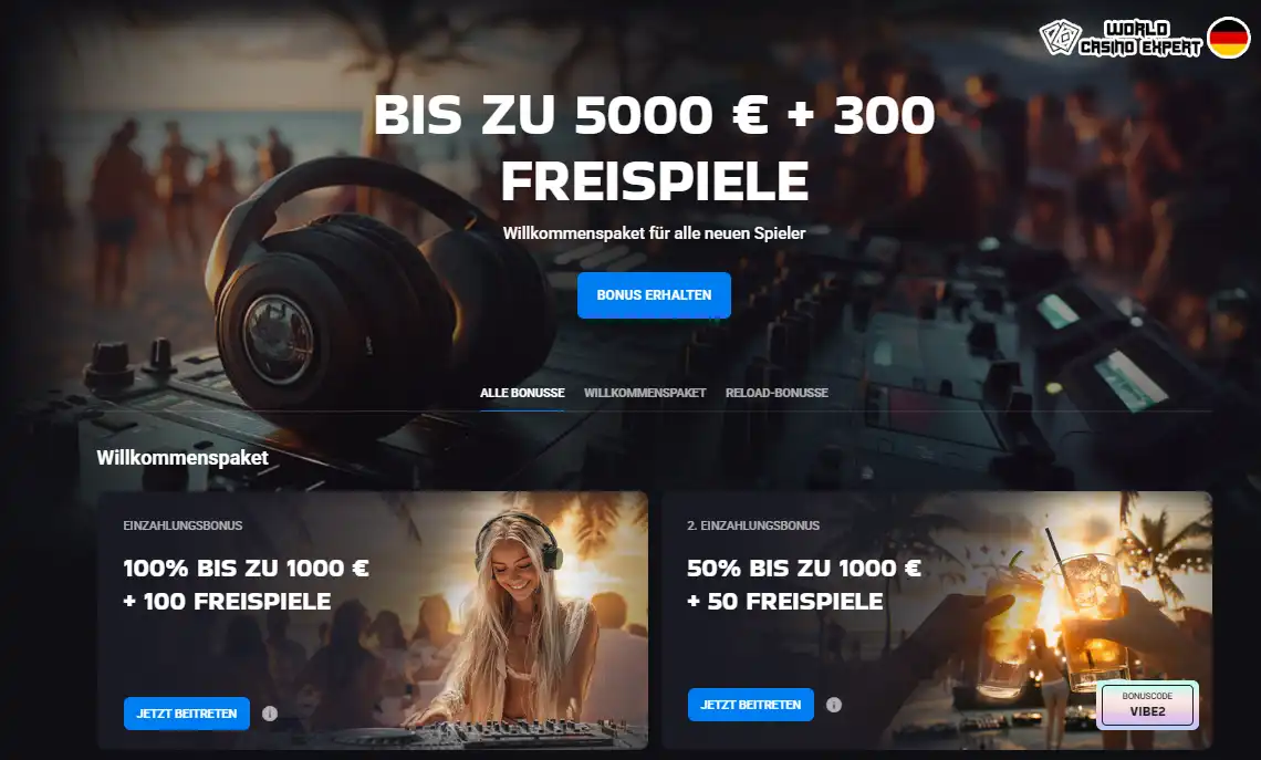 Boni für deutsche Spieler von LuckyVibe Casino