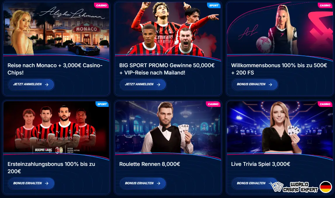 Boni für Spieler aus Deutschland von Boomerang Bet online casino
