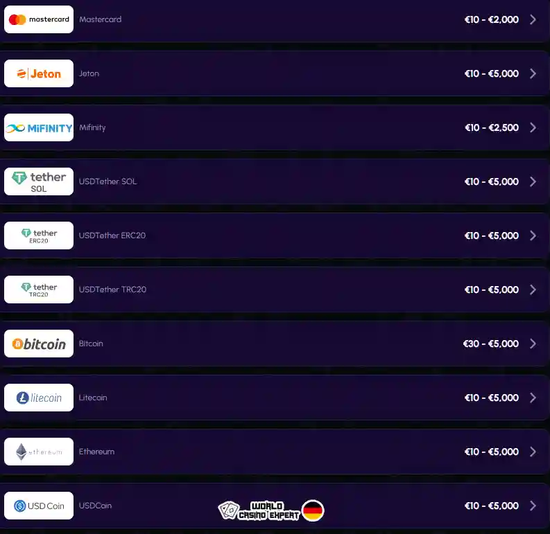 NovaJackpot Casino Akzeptierte Währungen