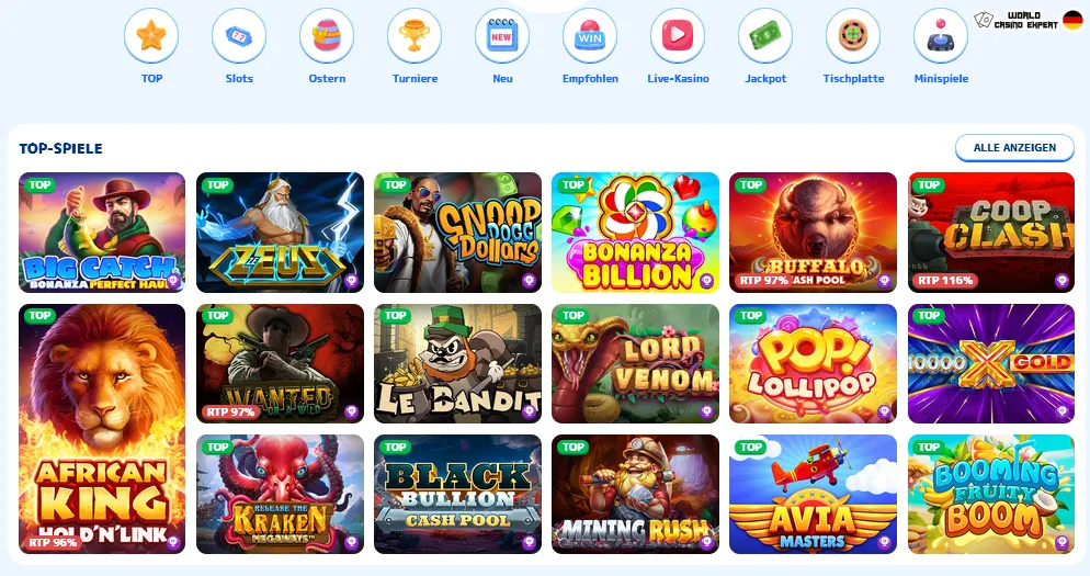 Casino Joy Software und Spiele